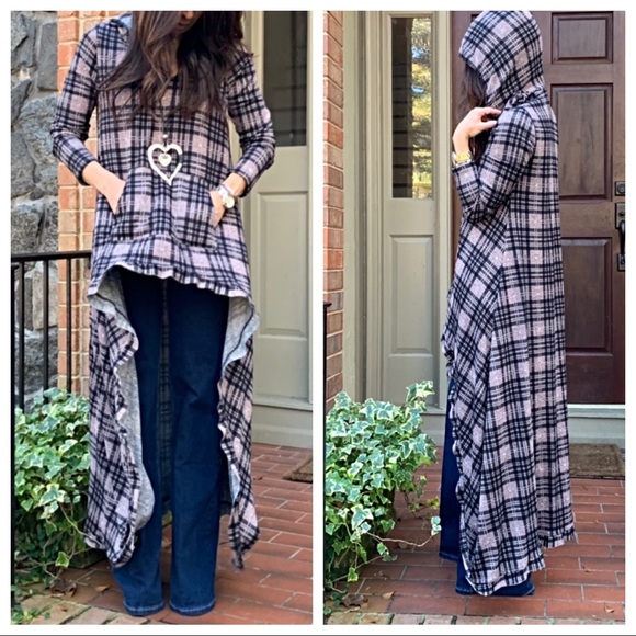 ✨LAST ONE✨Hi/low  plaid side pocket hooded dress - Picture 4 of 8